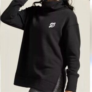 Peloton Black Cowl Neck Sweatshirt Long Sleeve Logo Athleisure Women's XL